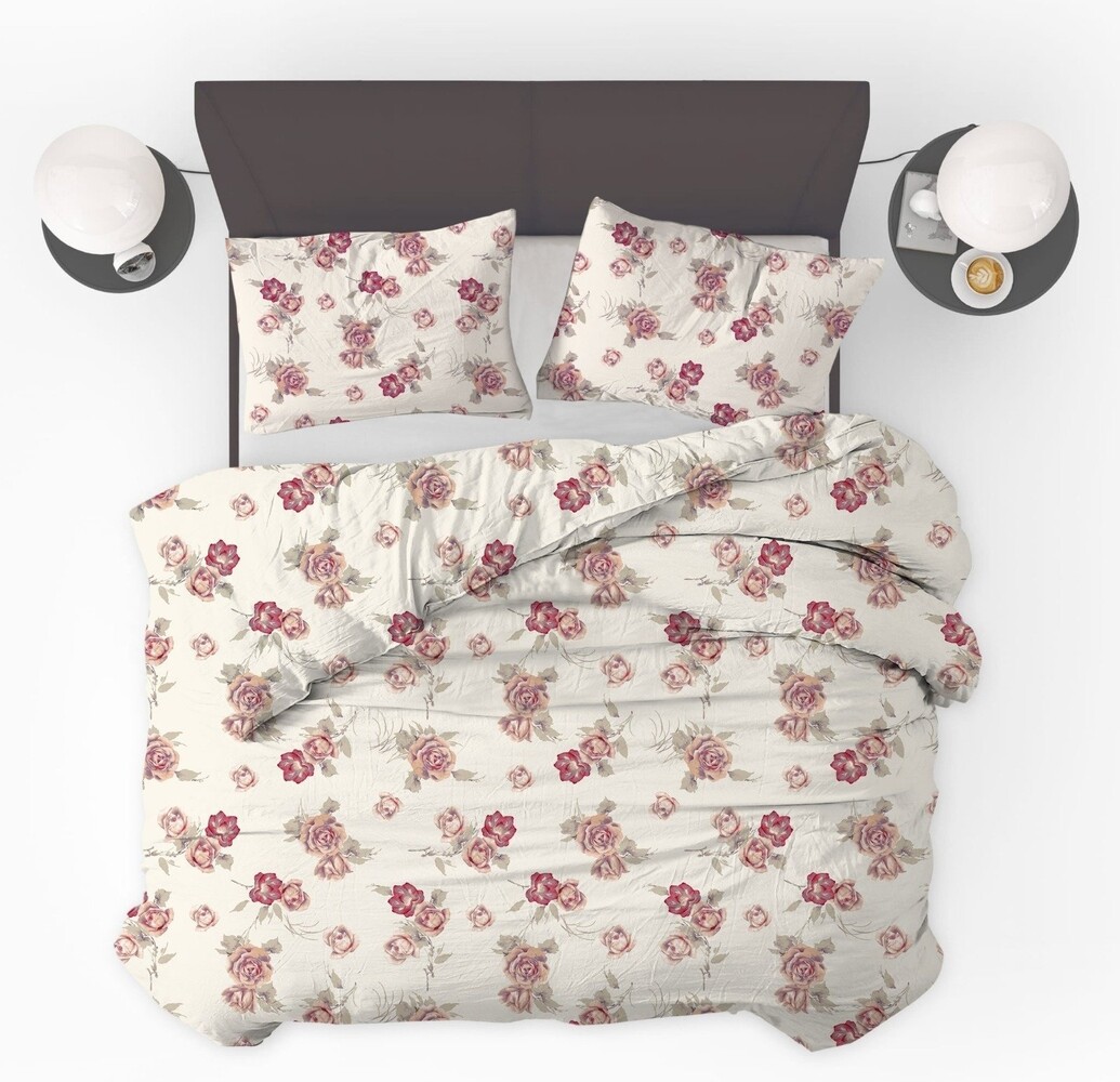 Beau Maison Flowers Diamond Pink | Microfiber Duvet Cover Beau Maison Flowers Diamond Pink | Microfiber Duvet Cover