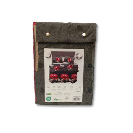 Beau Maison 100 % Perkal-Baumwolle | Rosen Schwarz Rot Bettbezug Beau Maison 100 % Perkal-Baumwolle | Rosen Schwarz Rot Bettbezug