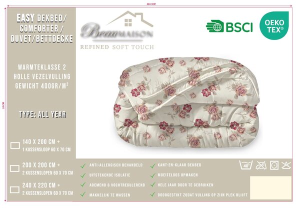 Beau Maison Flowers Diamond Pink Ready-made Duvet / Duvet Without Cover