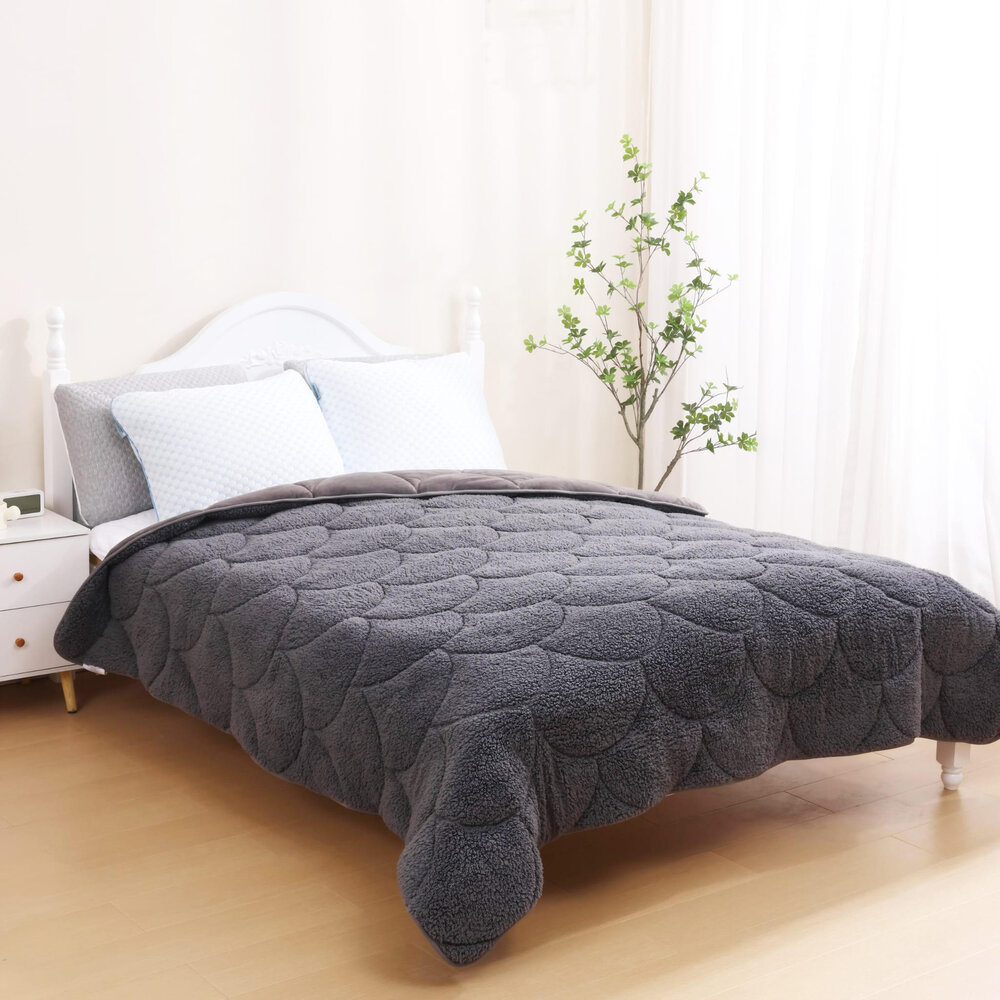 Beau Maison Velvet Sherpa Comfort Dekbed All Year – Luxe 2-in-1 Dekbed - Grey