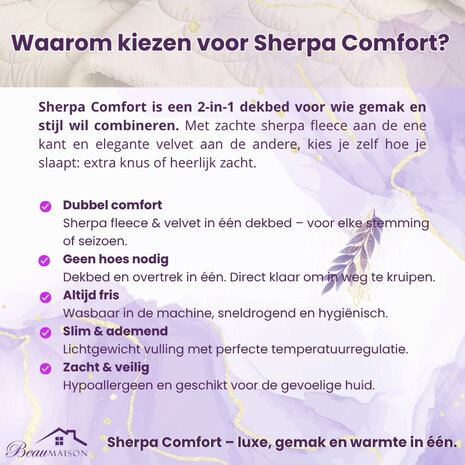 Beau Maison Velvet Sherpa Comfort Dekbed All Year – Luxe 2-in-1 Dekbed - Grey