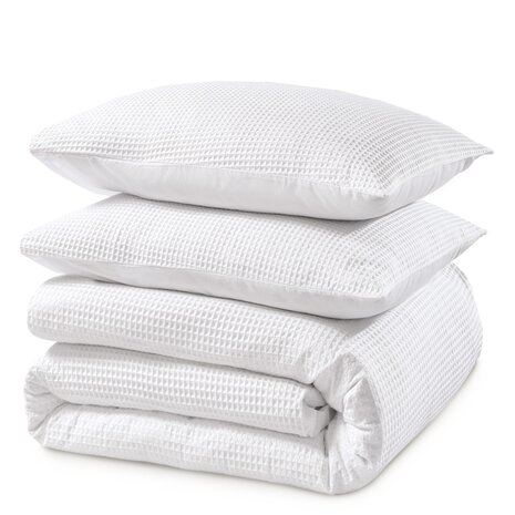 Beau Maison Waffle Fabric Duvet Cover White - 100% Cotton