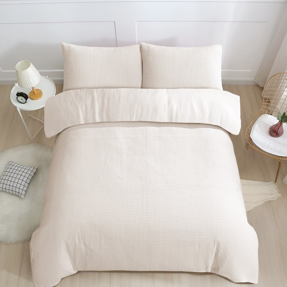 Beau Maison Waffle Fabric Duvet Cover White - 100% Cotton - Copy Beau Maison Waffle Fabric Duvet Cover White - 100% Cotton - Copy