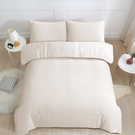 Beau Maison Waffle Fabric Duvet Cover White - 100% Cotton - Copy Beau Maison Waffle Fabric Duvet Cover White - 100% Cotton - Copy