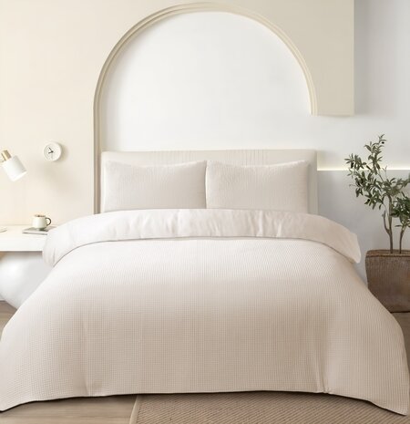 Beau Maison Waffle Fabric Duvet Cover White - 100% Cotton - Copy Beau Maison Waffle Fabric Duvet Cover White - 100% Cotton - Copy