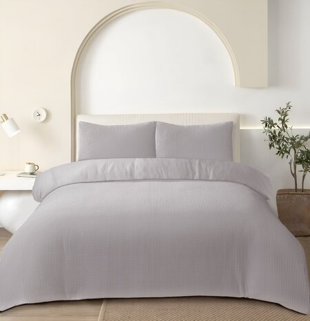 Beau Maison Waffle Fabric Duvet Cover Grey - 100% Cotton Beau Maison Waffle Fabric Duvet Cover Grey - 100% Cotton