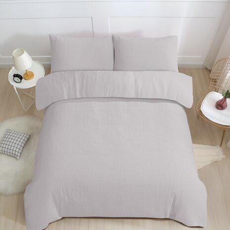 Beau Maison Waffle Fabric Duvet Cover Grey - 100% Cotton Beau Maison Waffle Fabric Duvet Cover Grey - 100% Cotton
