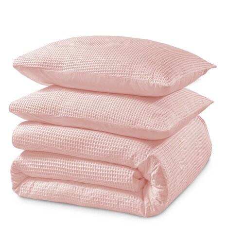 Beau Maison Waffle Fabric Duvet Cover Pink - 100% Cotton