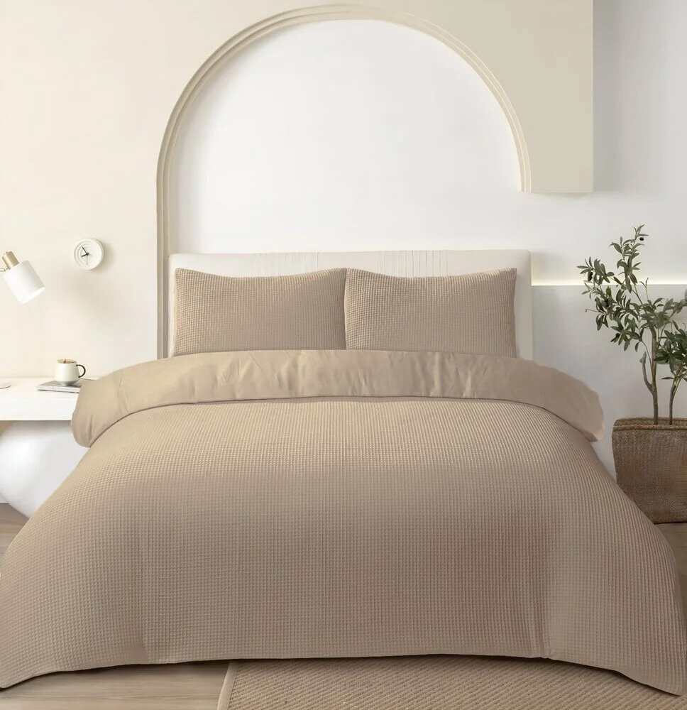 Beau Maison Waffle Fabric Duvet Cover Taupe - 100% Cotton Beau Maison Waffle Fabric Duvet Cover Taupe - 100% Cotton