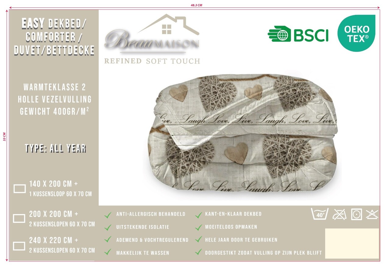 Beau Maison Live Laugh Love Ready-made Duvet / Duvet Without Cover