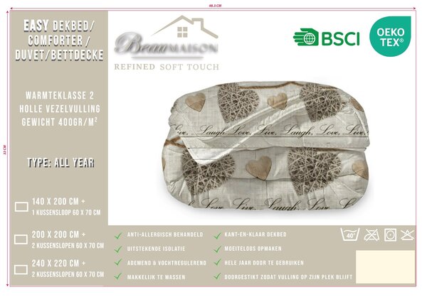 Beau Maison Live Laugh Love Ready-made Duvet / Duvet Without Cover