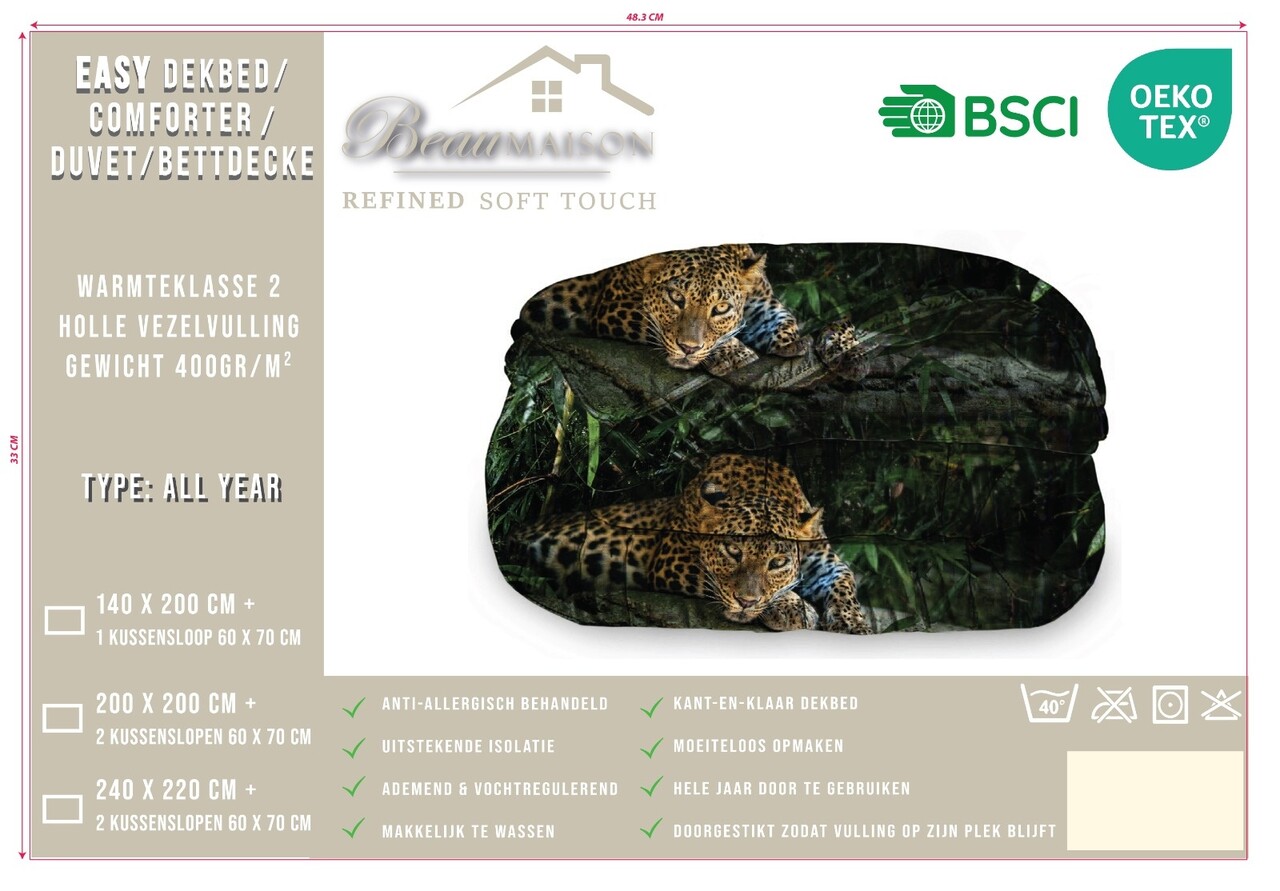 Beau Maison Jungle Leopard Black Kant en Klaar Dekbed / Dekbed Zonder Overtrek