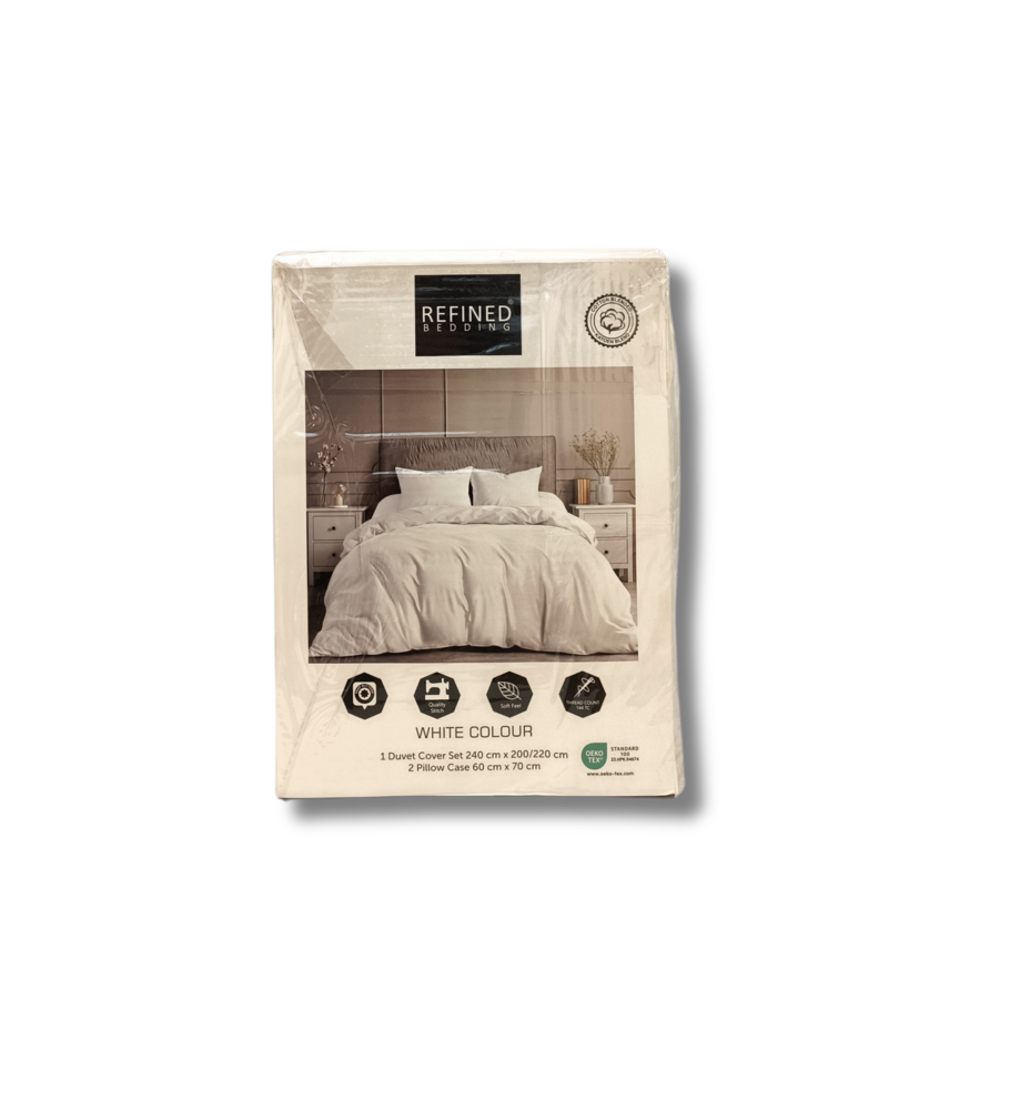Refined Bedding Einfarbige Baumwoll-Bettbezüge White - Regenerated Cotton Refined Bedding Einfarbige Baumwoll-Bettbezüge White - Regenerated Cotton