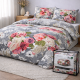 Beau Maison Bedrukte dekbed grijs met rozen