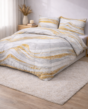 Beau Maison PRE-ORDER! Printed Duvet Marble White Gold | All Year | Easy Duvet