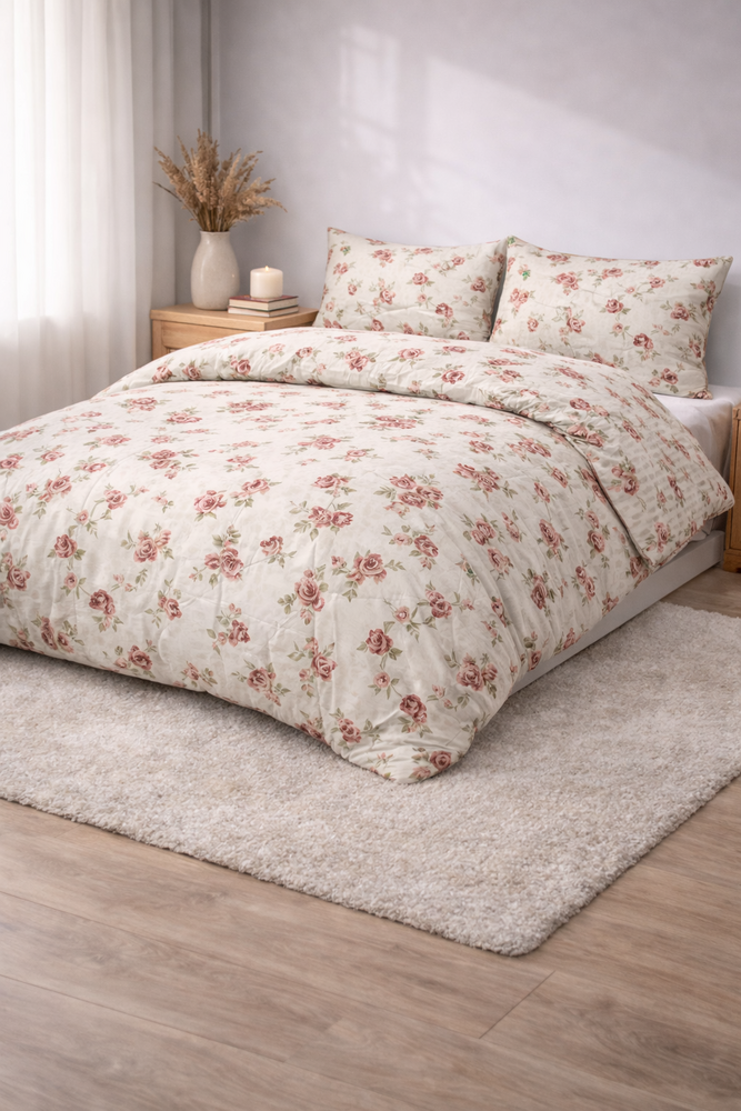 Beau Maison Flowers Diamond Pink Ready-made Duvet / Duvet Without Cover