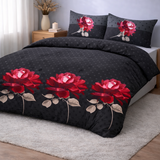 Beau Maison Bedrukt Dekbed Roses Black Red | All Year | Easy Dekbed