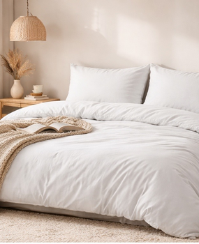 Beau Maison Dekbedovertrek Flanel Effen Wit