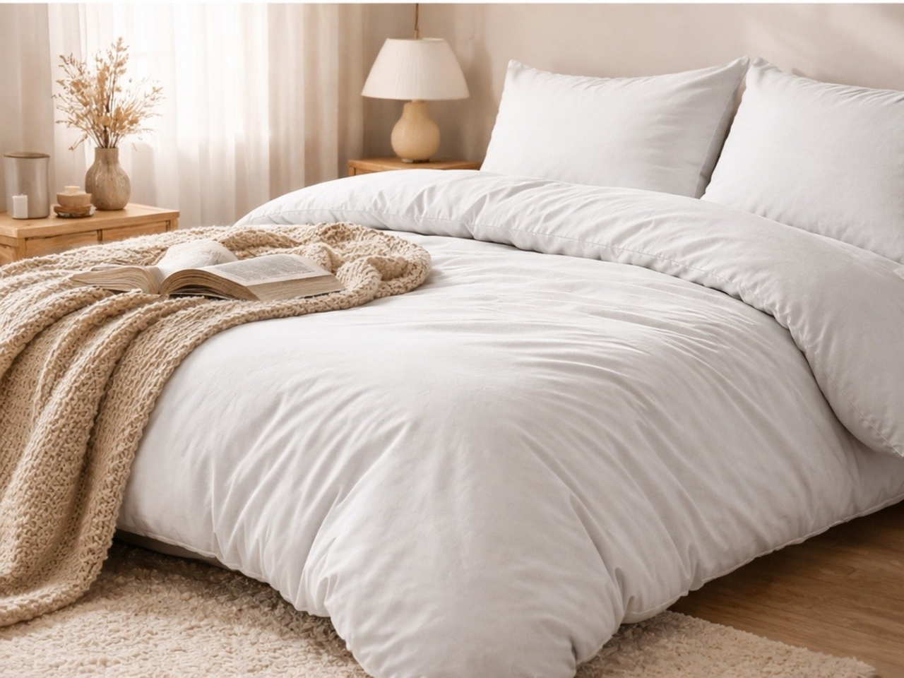 Beau Maison Dekbedovertrek Flanel 100% geruwd Dyed Wit Effen