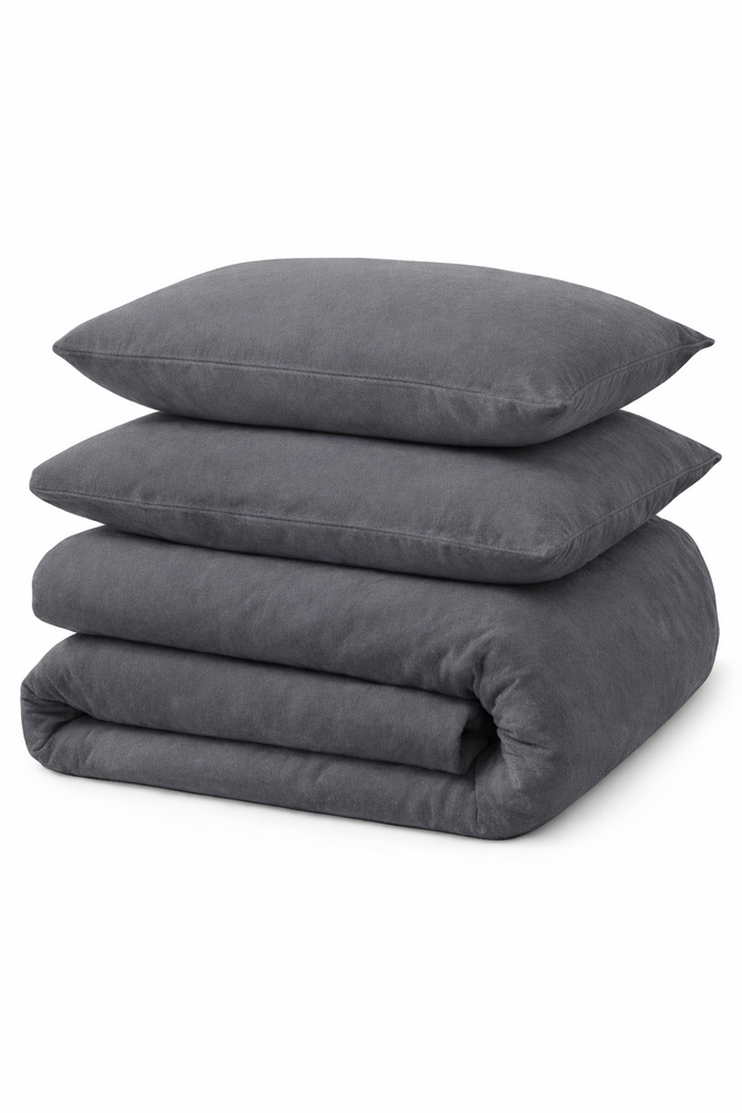 Beau Maison Dekbedovertrek Flanel 100% geruwd Dyed Grijs Effen - Copy