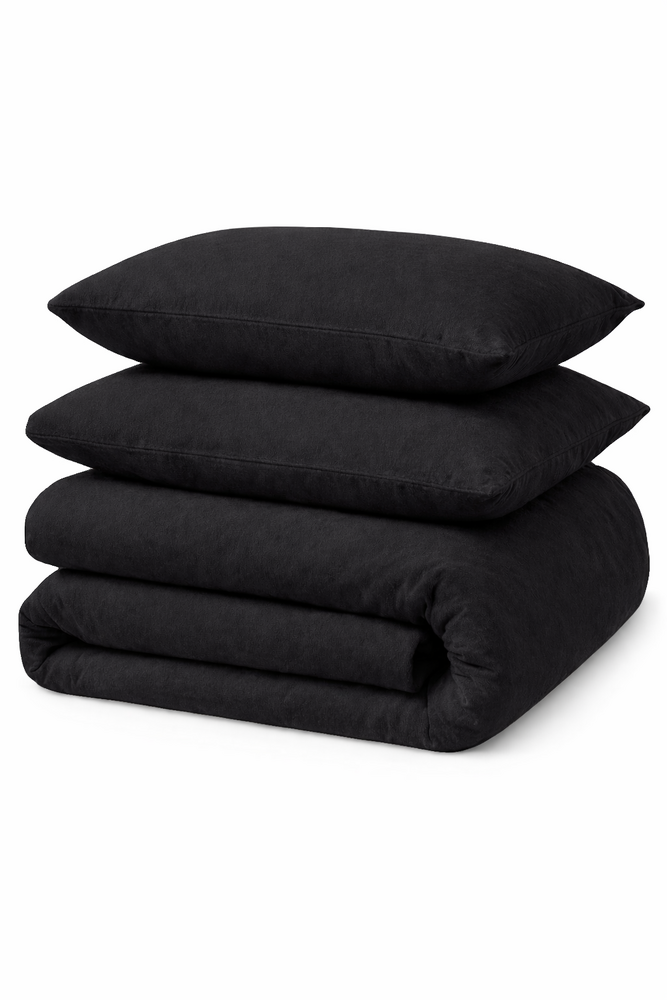 Beau Maison Dekbedovertrek Flanel 100% geruwd Dyed Zwart Effen - Copy - Copy