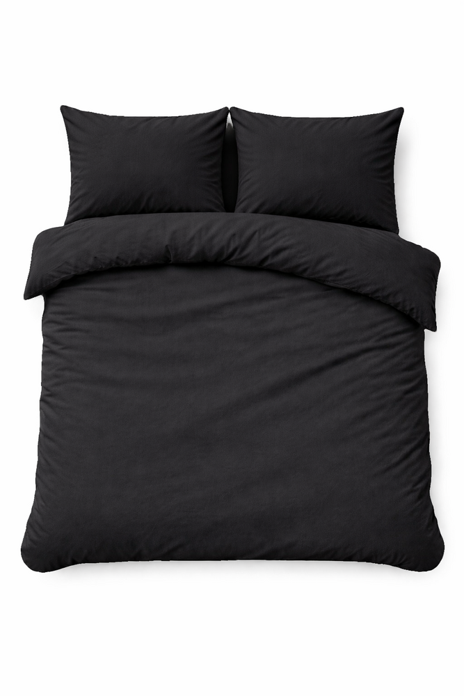 Beau Maison Dekbedovertrek Flanel 100% geruwd Dyed Zwart Effen - Copy - Copy