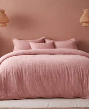 Beau Maison Muslin Duvet Cover Pink - 100% Premium Percale Cotton
