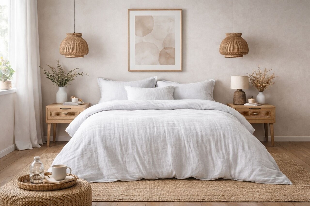 Beau Maison 100% Premium Percale Cotton - Muslin Duvet Cover White