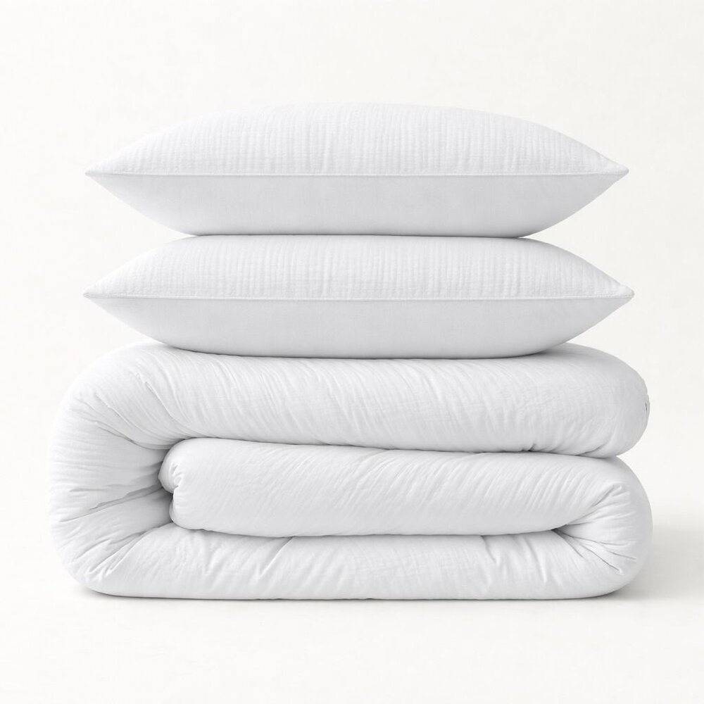 Beau Maison 100% Premium Percale Cotton - Muslin Duvet Cover White