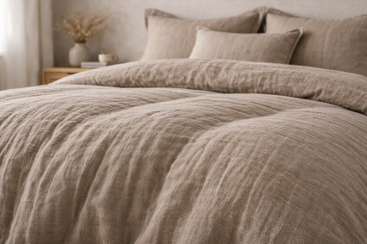 Beau Maison 100% Premium Percale Cotton - Duvet Cover Muslin Taupe