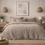 Beau Maison Musselin-Bettbezug Taupe – 100 % Premium-Perkal-Baumwolle