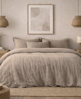 Beau Maison Musselin-Bettbezug Taupe – 100 % Premium-Perkal-Baumwolle