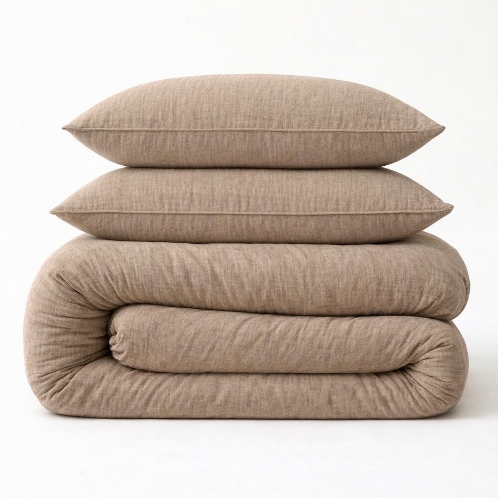 Beau Maison 100 % Premium-Perkal-Baumwolle – Bettbezug aus Musselin in Taupe