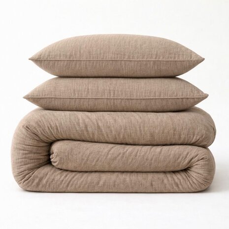 Beau Maison 100% Premium Perkaal Katoen - Dekbedovertrek Mousseline Taupe