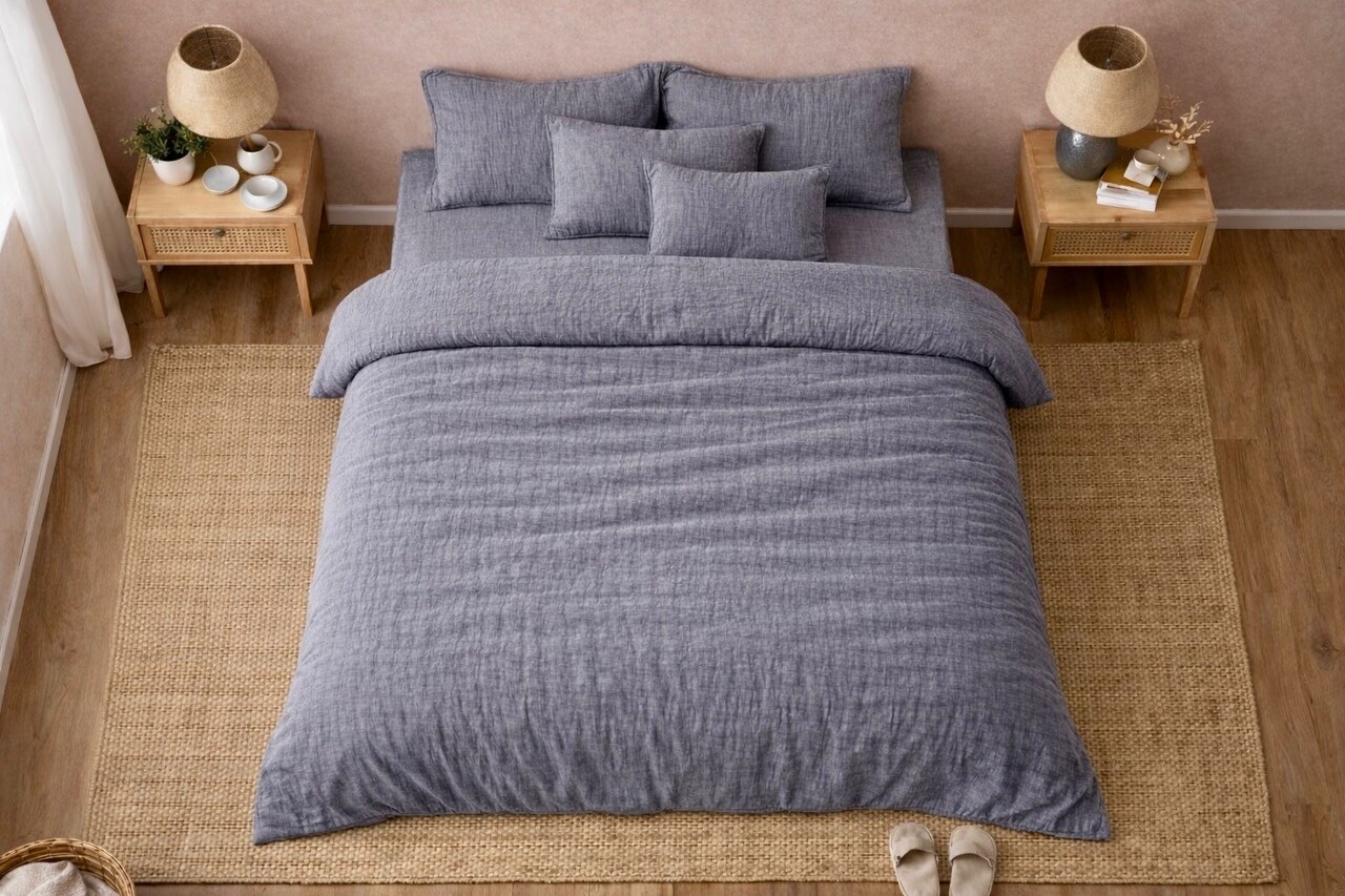 Beau Maison 100 % Premium-Perkal-Baumwolle – Musselin-Bettbezug, Grau