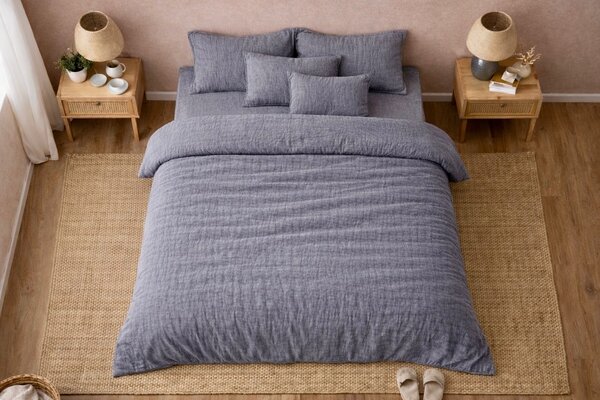 Beau Maison 100% Premium Percale Cotton - Muslin Duvet Cover Gray