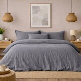 Beau Maison Muslin Duvet Cover Gray - 100% Premium Percale Cotton