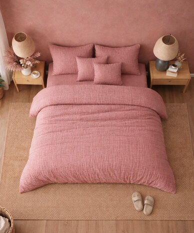 Beau Maison 100% Premium Perkaal Katoen - Dekbedovertrek Mousseline Roze