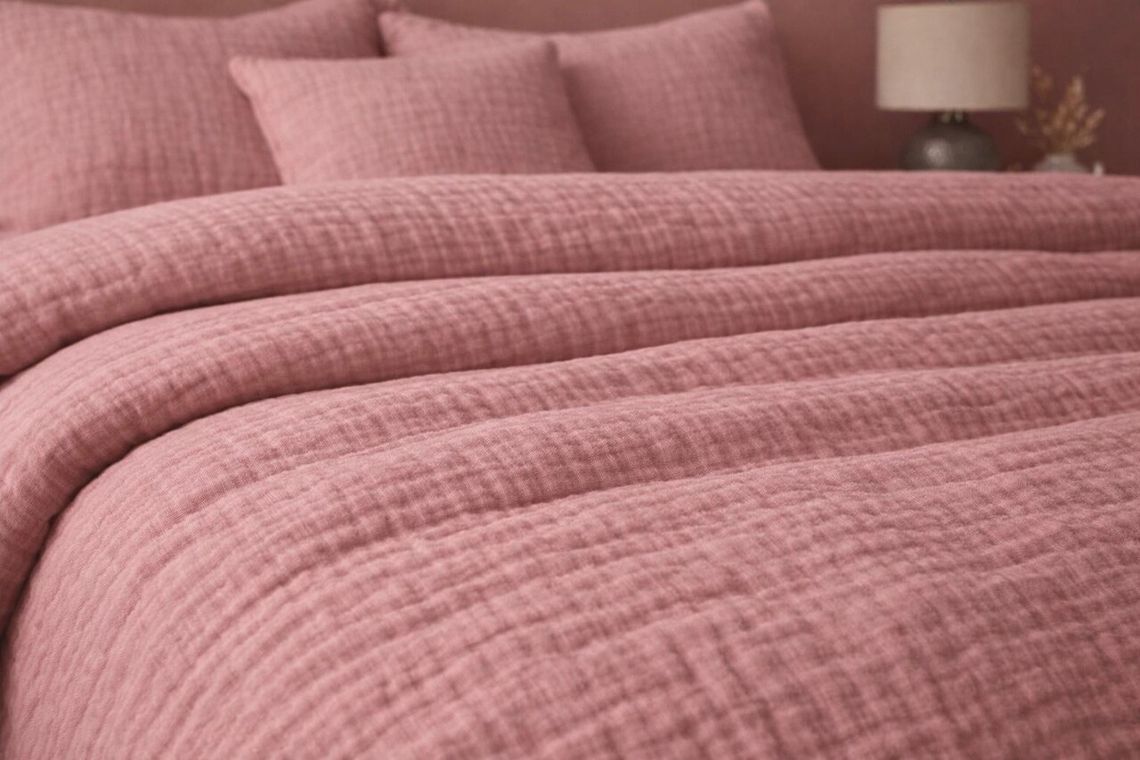 Beau Maison 100% Premium Percale Cotton - Duvet Cover Muslin Pink