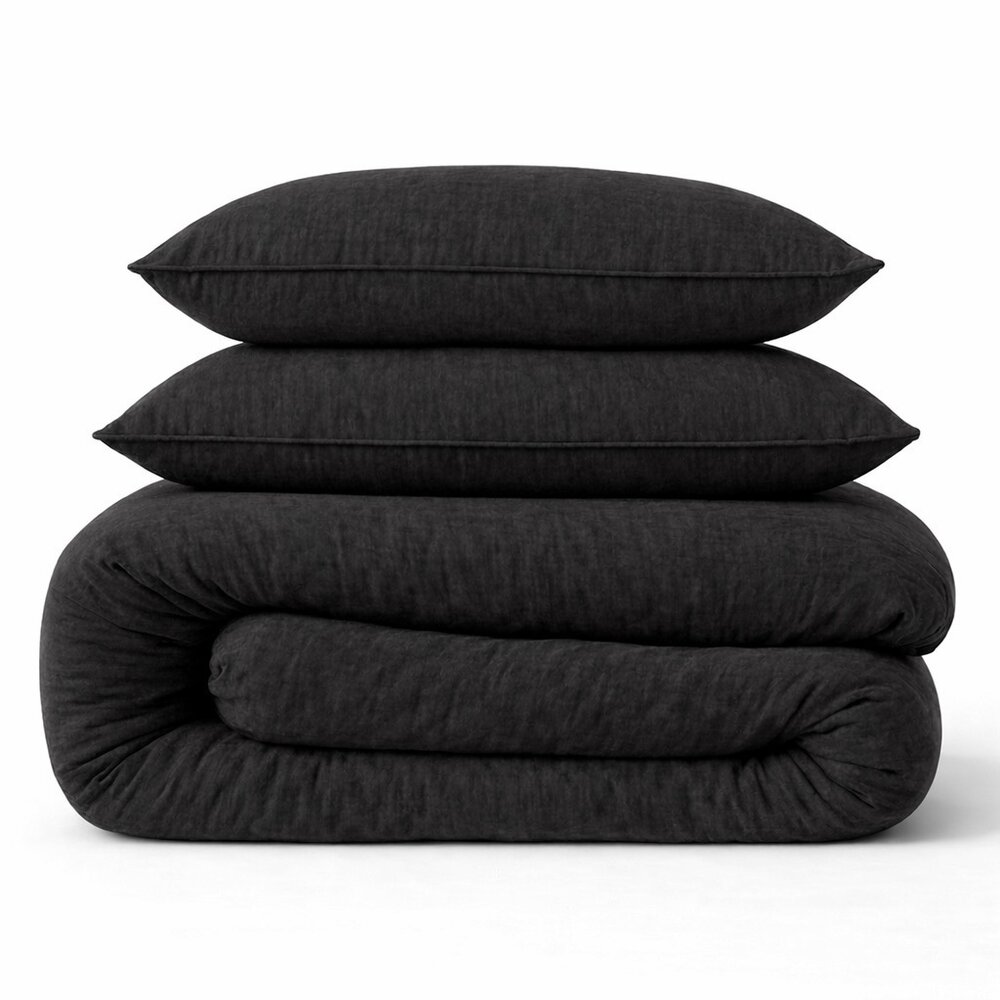 Beau Maison 100 % Premium-Perkal-Baumwolle – Bettbezug aus Musselin, Anthrazit