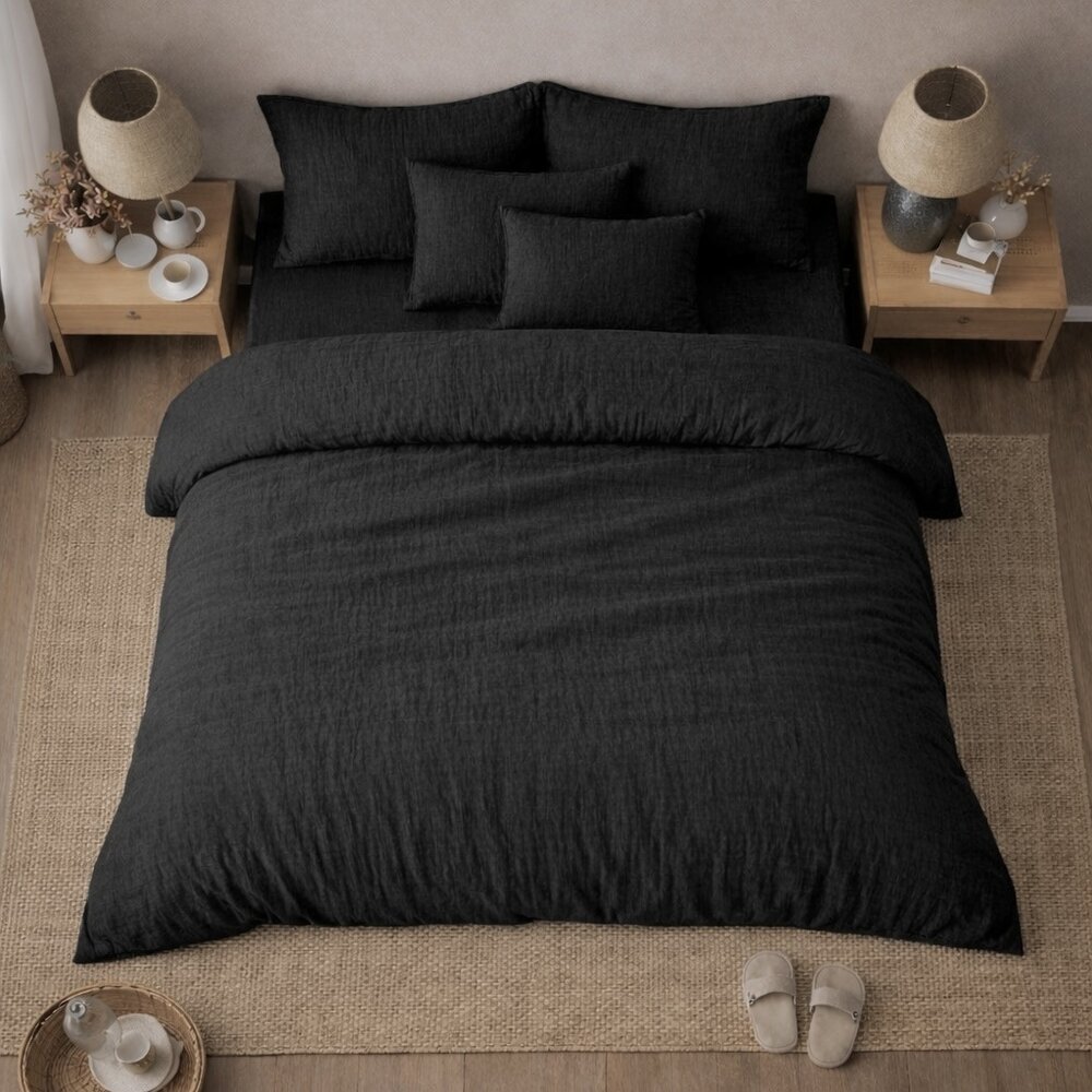 Beau Maison 100 % Premium-Perkal-Baumwolle – Bettbezug aus Musselin, Anthrazit