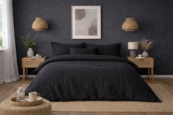 Beau Maison 100% Premium Percale Cotton - Duvet Cover Muslin Anthracite