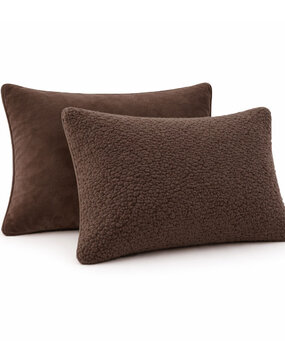 Beau Maison Sherpa Comfort Kussenslopen – Velvet & Sherpa – 2× 60×70 cm - Coffee Brown