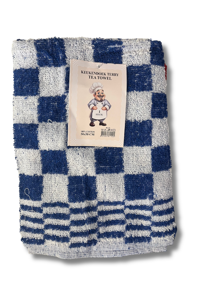 Beau Maison Katoenen Keuken Handdoek - Geblokt Blauw