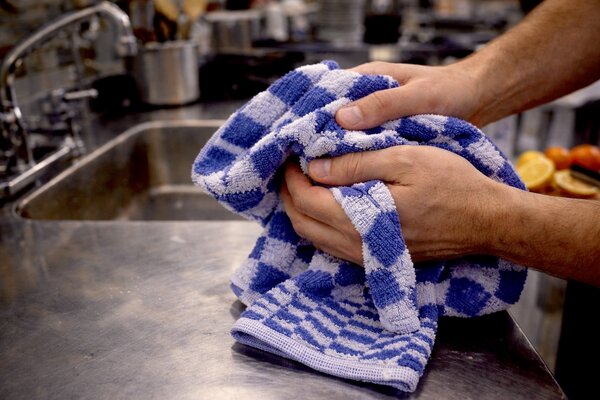 Beau Maison Katoenen Keuken Handdoek - Geblokt Blauw