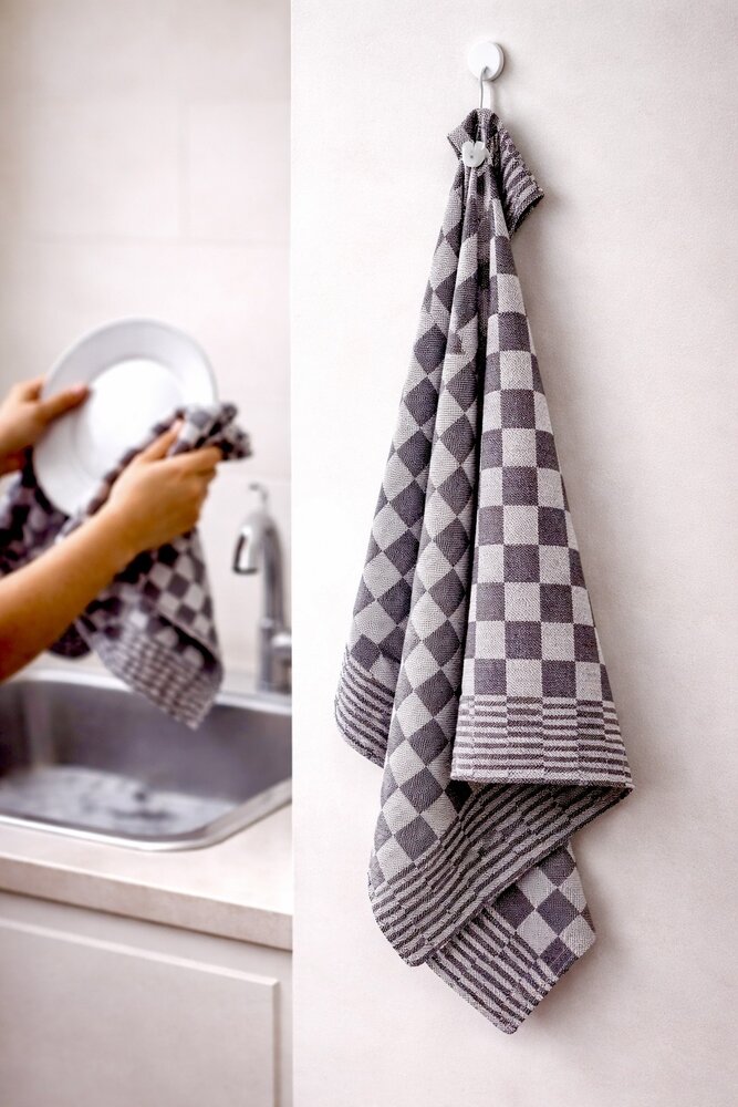 Beau Maison Kitchen Towel Checkered Black