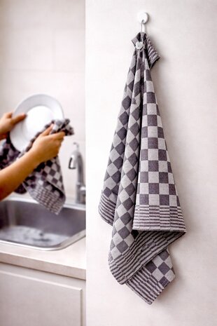 Beau Maison Kitchen Towel Checkered Black