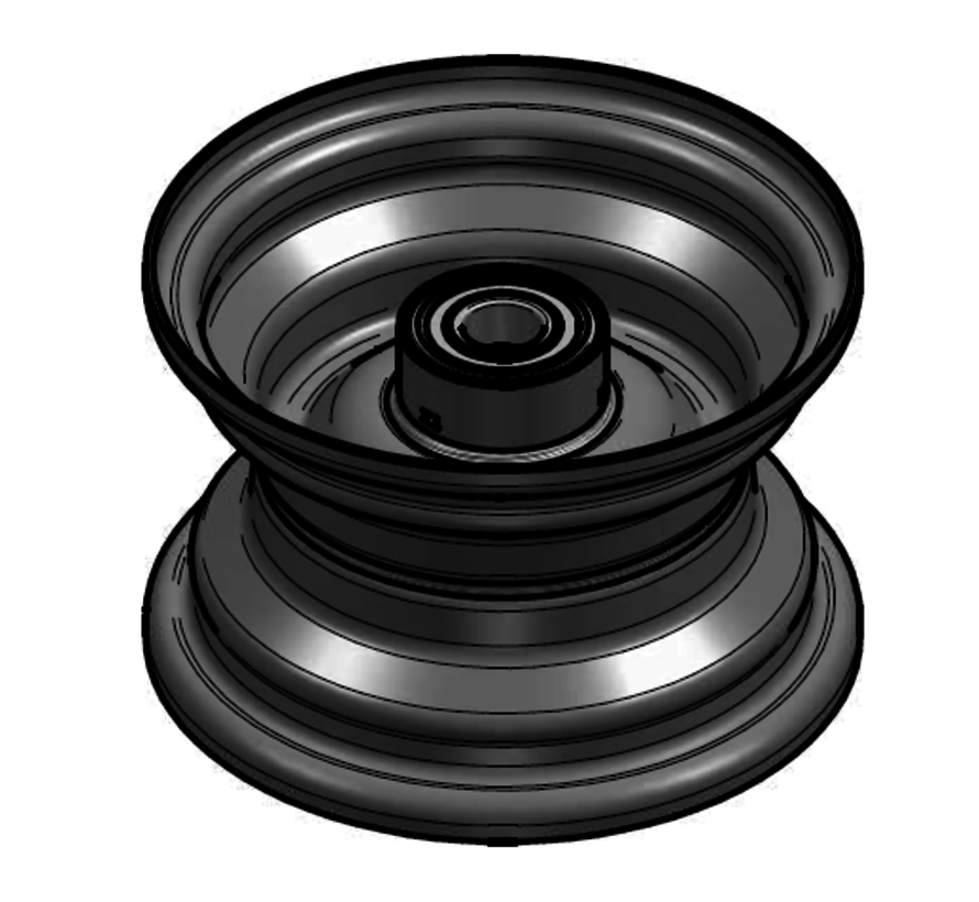 1.75 mm thick one piece welded RIM, diameter: 6 inch, width: 3.50 inch, bearing in hub: 6204-2RS