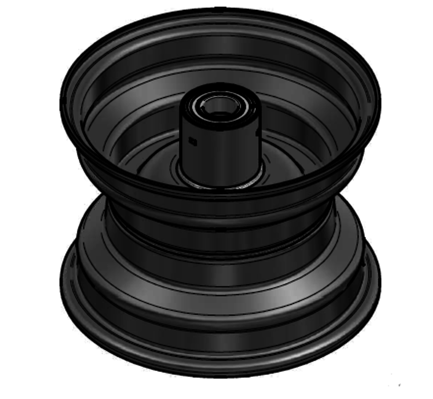 2.50 mm thick one piece welded RIM, diameter: 8 inch, width: 5.50 inch, bearing in hub: 6205-2RS