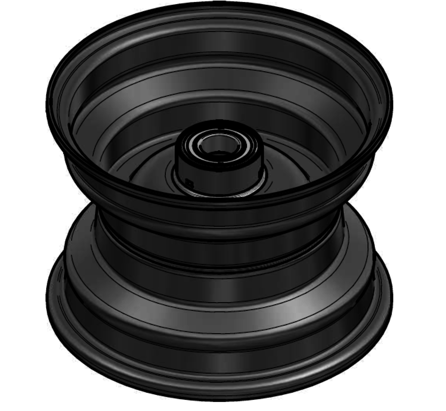 2.50 mm thick one piece welded RIM, diameter: 8 inch, width: 5.50 inch, bearing in hub: 6205-2RS